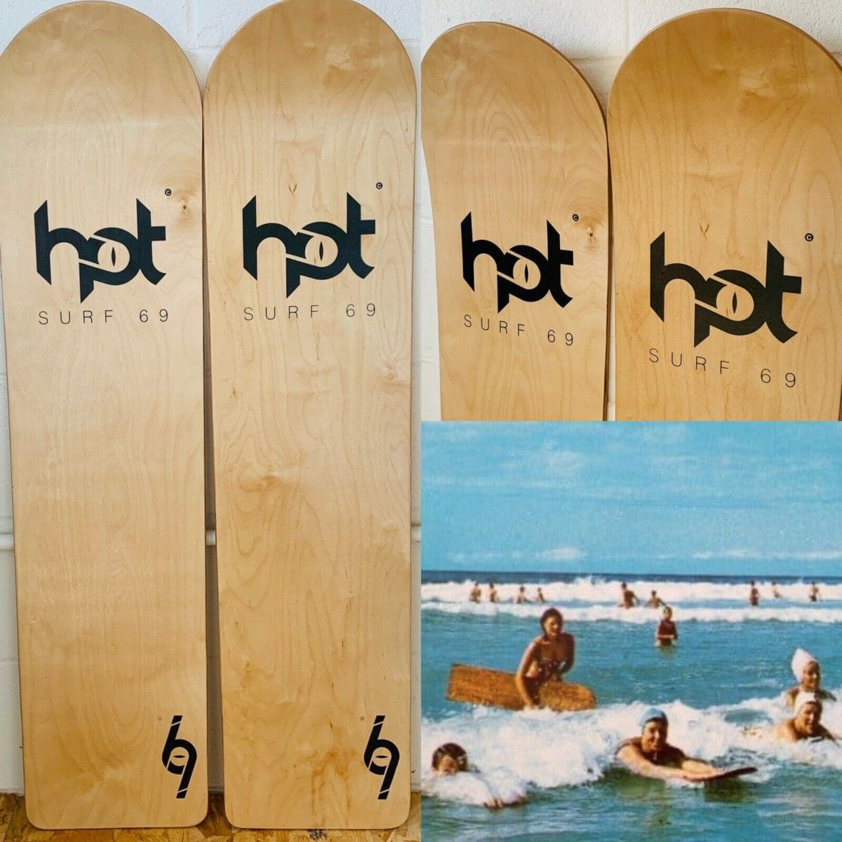 retro wooden bodyboards