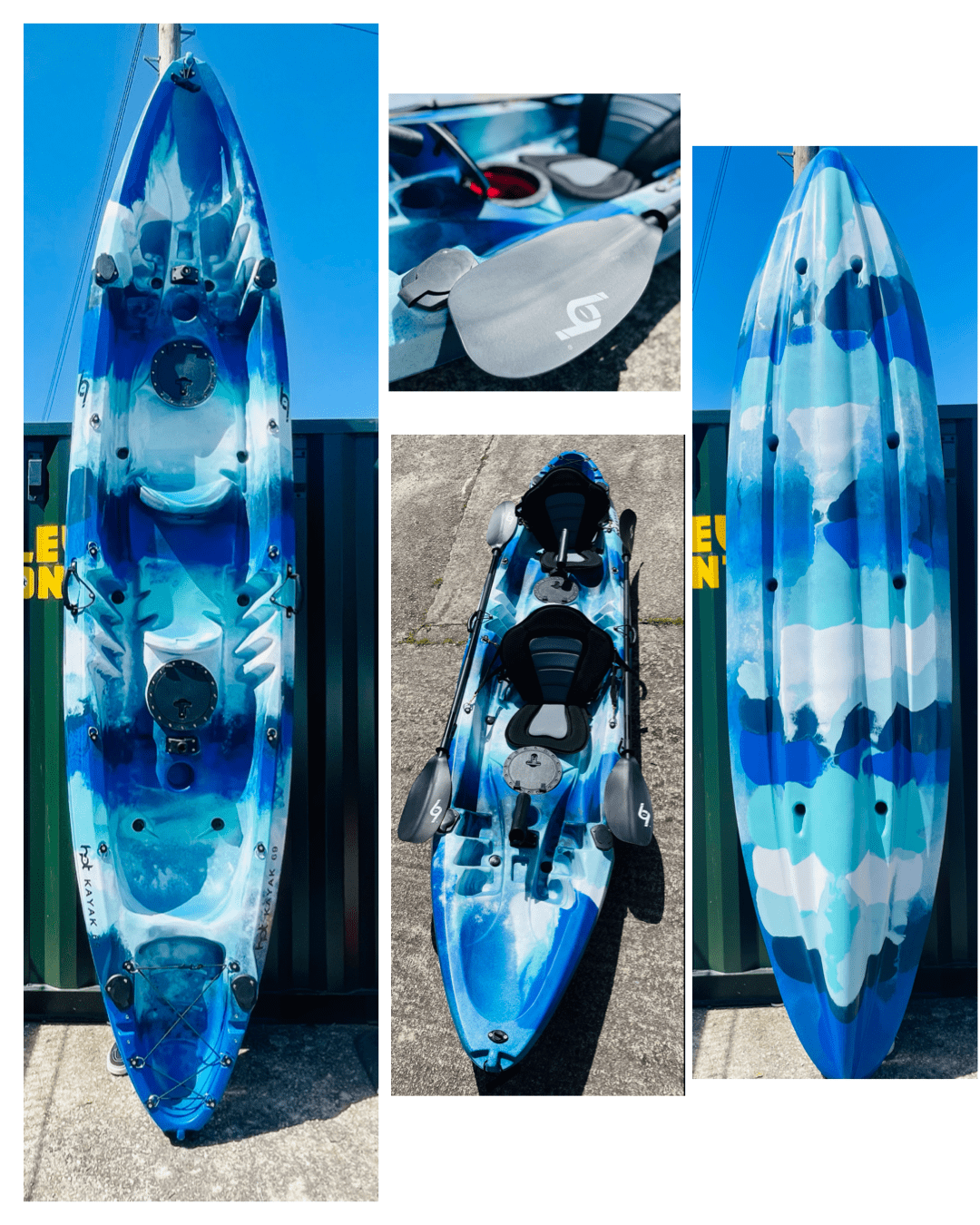 Double Kayak Sit on top Family Kayak 2 +1 Package 3.7m HotSurf 69 - Hot  Surf 69